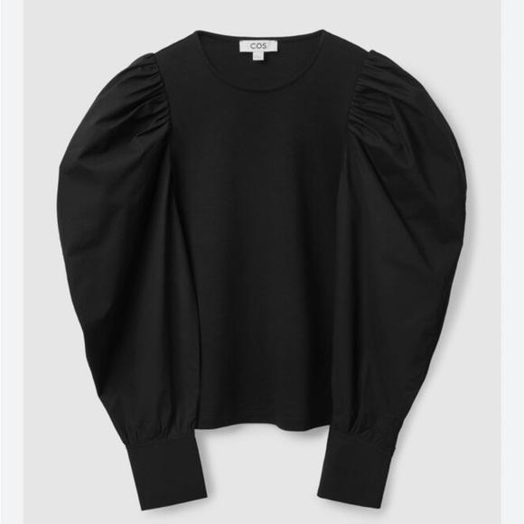 COS Puff Sleeve Black Top - Size S - Picture 1 of 3